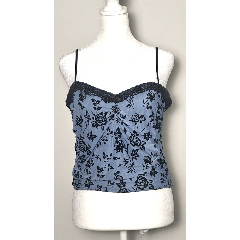 Mixed Thread Women's Top Blue Black Milkmaid Cottagecore Style Top‎ Size XL